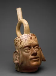 Portrait Head Vessel, Moche IV, 400-600